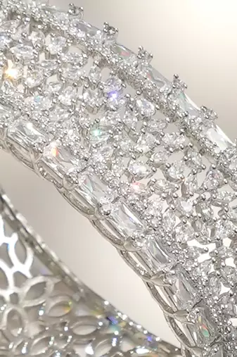 White diamond cut zircon bracelet