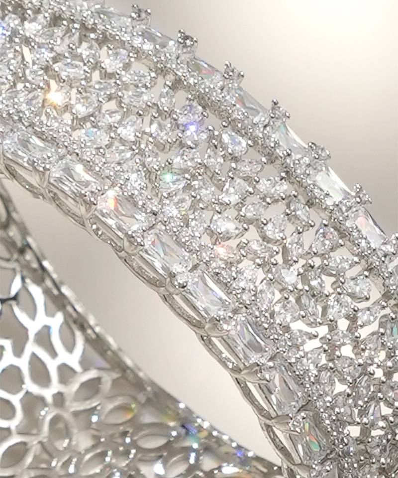 White diamond cut zircon bracelet