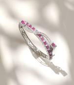 Pink stones diamond cut bracelet