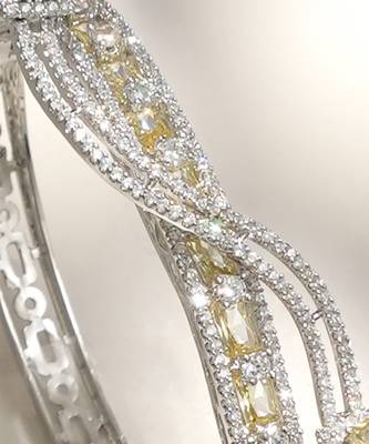 Citrine yellow stone diamond cut bracelet 2