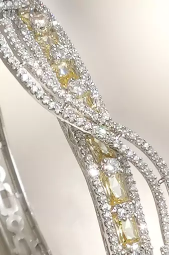 Citrine yellow stone diamond cut bracelet