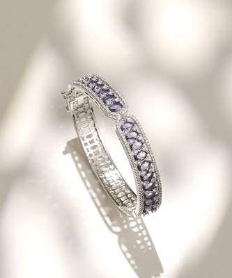 Purple stones diamond cut bracelet 1