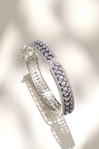 Purple stones diamond cut bracelet