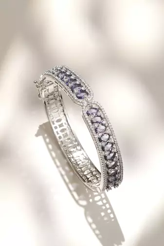 Purple stones diamond cut bracelet