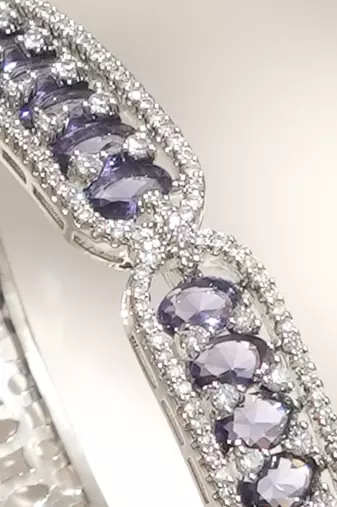Purple stones diamond cut bracelet
