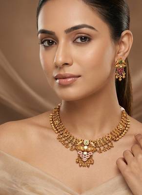 Gold plated multicolor choker necklace set 1