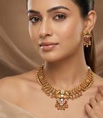 Gold plated multicolor choker necklace set