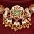 Gold plated mint green stone choker necklace set