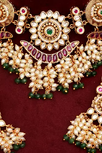 Gold plated multicolor heritage necklace set