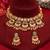 Gold plated pink and green stones choker necklace set