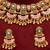 Gold plated pink and green stones choker necklace set