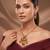 Gold plated green stones royal kundan necklace set