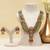 Antique gold plated green beaded long necklace set