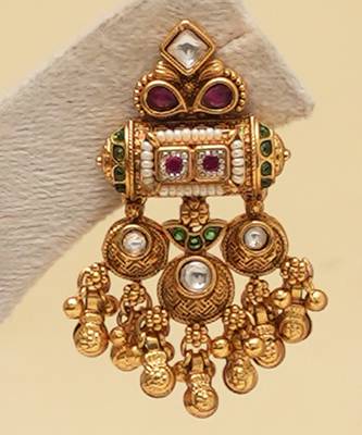 Antique gold plated multicolor royal long necklace set 2