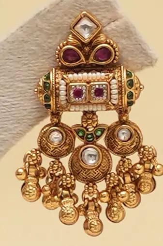 Antique gold plated multicolor royal long necklace set