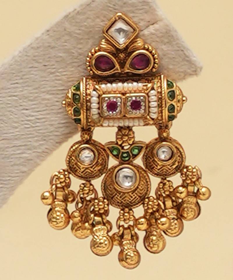 Antique gold plated multicolor royal long necklace set