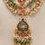 Gold plated green stones multi layered necklace set
