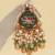 Gold plated green stones multi layered necklace set
