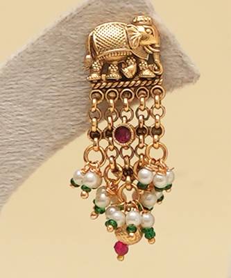 Gold plated royal elephant pendant necklace set 4