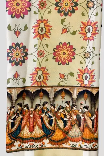 Navratri Ajrakh Print Rayon Lehenga Choli & Blouse With Dupatta