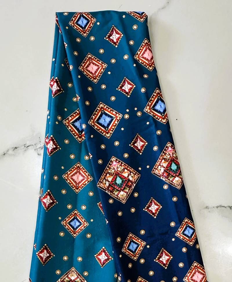 multicolor ajrakh print rayon navratri lehenga choli with dupatta