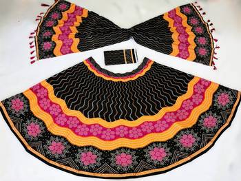 black rayon navratri lehenga set with printed work 5