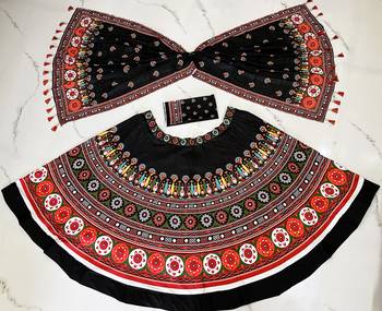 black ajrakh print rayon navratri lehenga choli  5