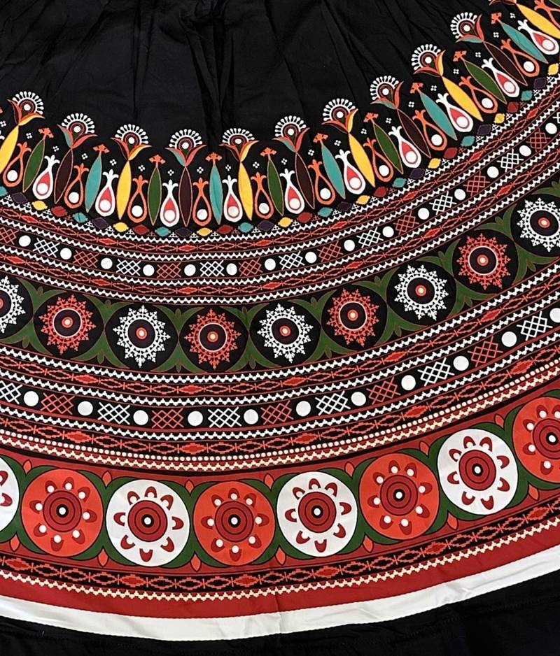 black ajrakh print rayon navratri lehenga choli 