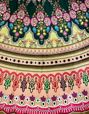 green digital print cotton navratri lehenga with dupatta 7