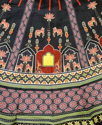 black printed rayon navratri lehenga with dupatta 7
