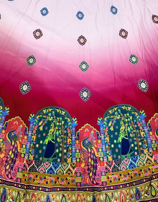 pink white digital print cotton navratri lehenga set 6