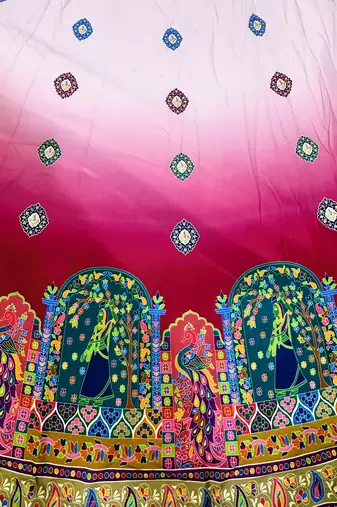 Navratri Ajrakh Print Rayon Lehenga Choli & Blouse With Dupatta