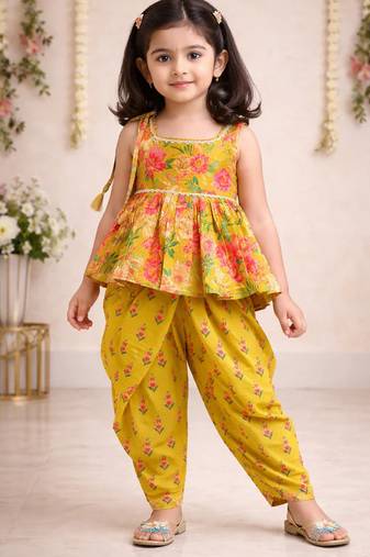 Girls floral kurti & dhoti