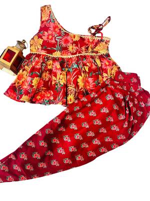 Maroon floral kurta set 1