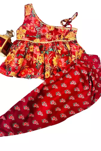 Maroon floral kurta set