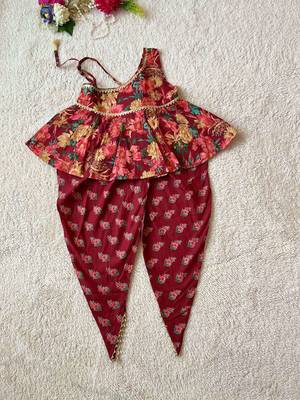 Maroon floral kurta set 3