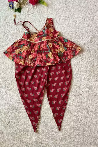 Maroon floral kurta set