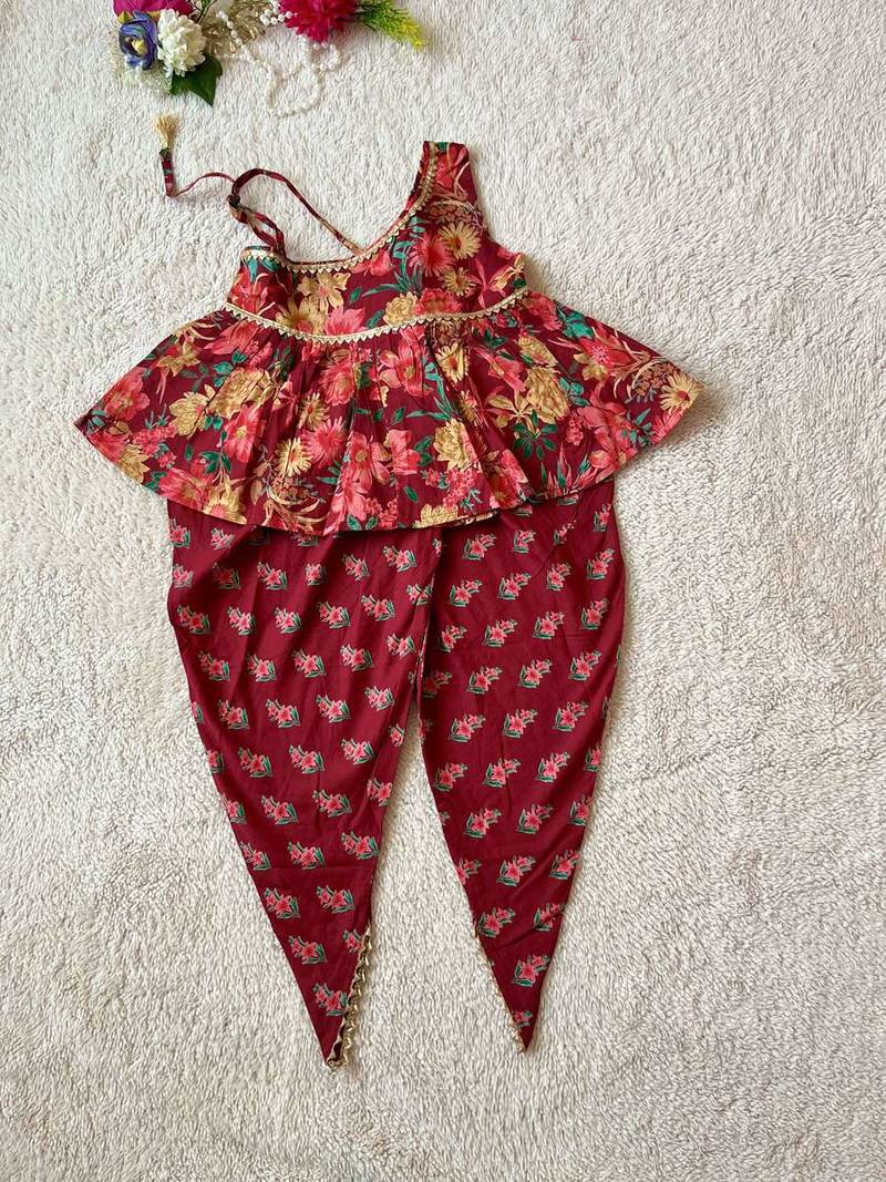 Maroon floral kurta set