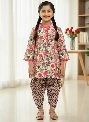 Pink floral kurta set 1