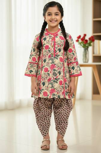 Pink floral kurta set