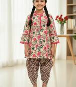 Pink floral kurta set