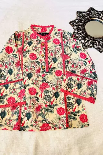 Pink floral kurta set