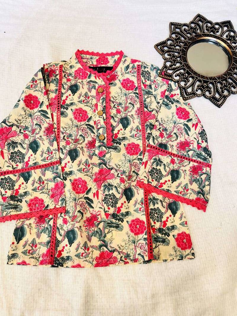 Pink floral kurta set