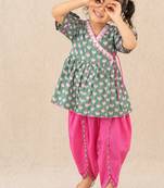 Lotus angrakha kurti set