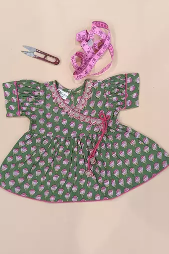Lotus angrakha kurti set
