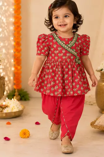 Red lotus angrakha set