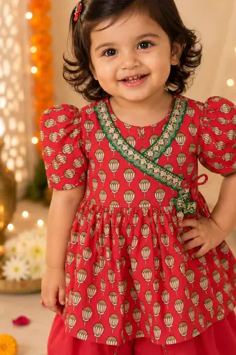 Red lotus angrakha set