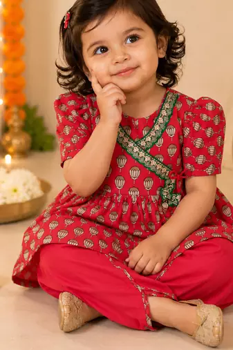 Red lotus angrakha set