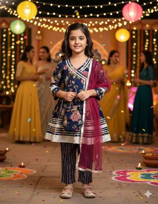 Blue floral kurta set 1