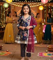 Blue floral kurta set
